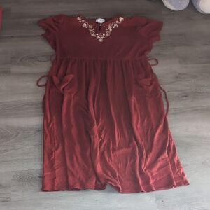 White Stag Red Top with Floral Embroidery